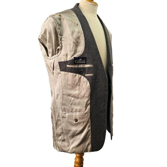 90s Bonney & Gordon Gray Cashmere 3 Btn Sport Coat Notch Lapel Ventless Mens 46L - Picture 9 of 12